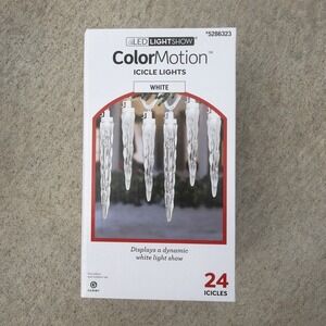 Gemmy Lightshow 24 Count Color Motion White LED Christmas Icicle Lights 5286323